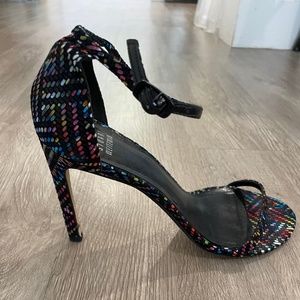 Stuart Weitzman Black Multi Colored 4" Heels